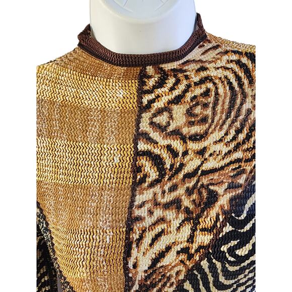 Alberto Makali Mixed Pattern Beaded Top Luxe Brown Black & Gold Statement  Small - Picture 3 of 10